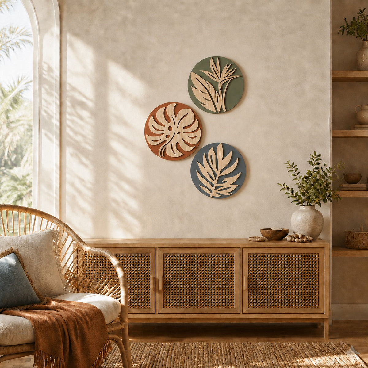 Tropical Botanical Wall Art Set of 3 – Organic Elements Collection - G987006-2