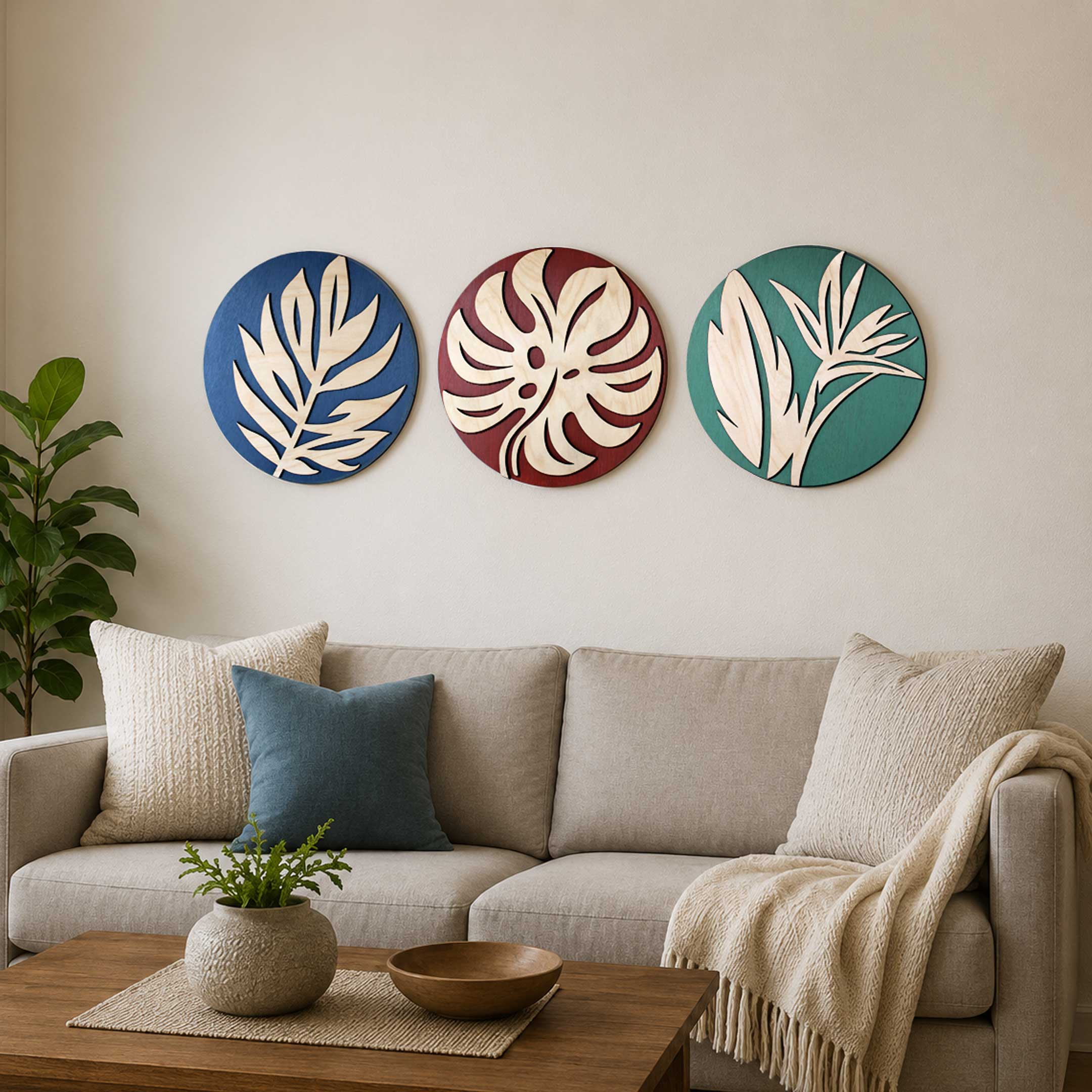 Tropical Botanical Wall Art Set of 3; Moody Green Prints for Plant Lovers