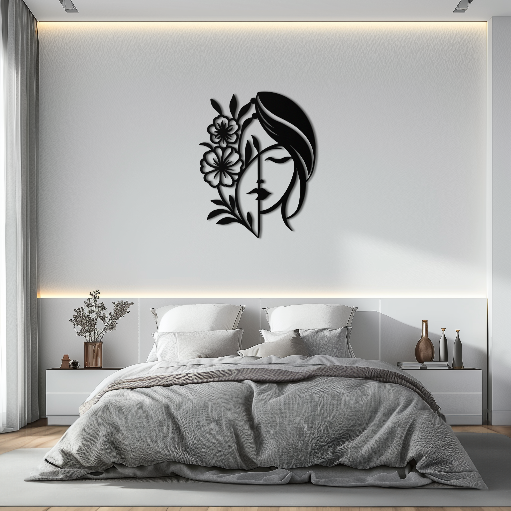 Woman with Flower Wall Art