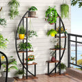 Set of 2 - Symmetrical Modern Metal Wood 10-Shelf Plant Stand-0