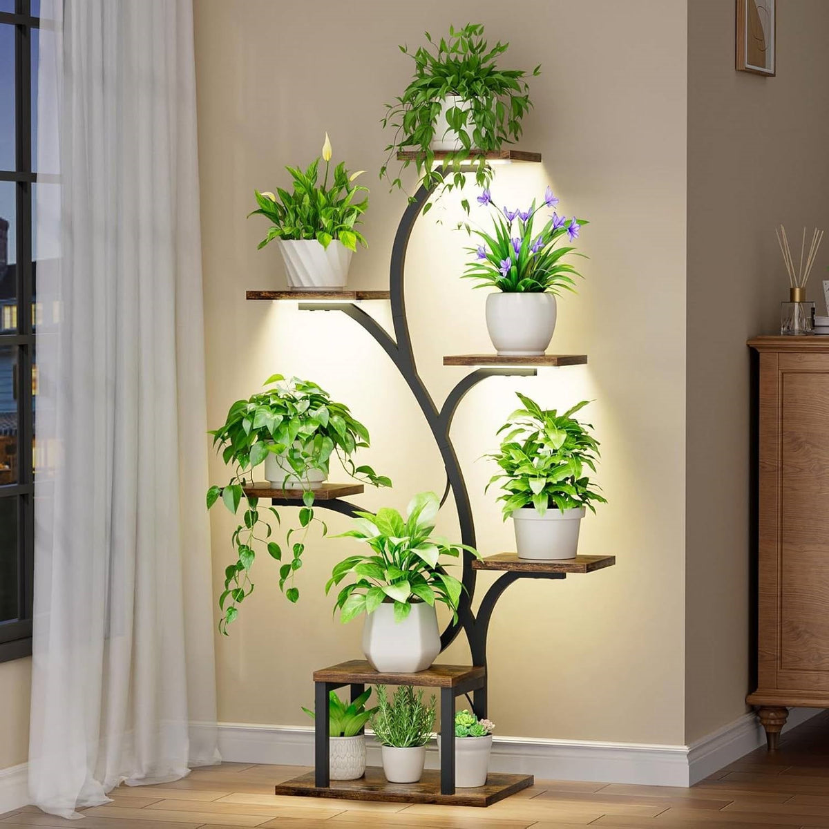 Tree-Shaped Plant Stand with Grow Lights — 7-Tier, 49"