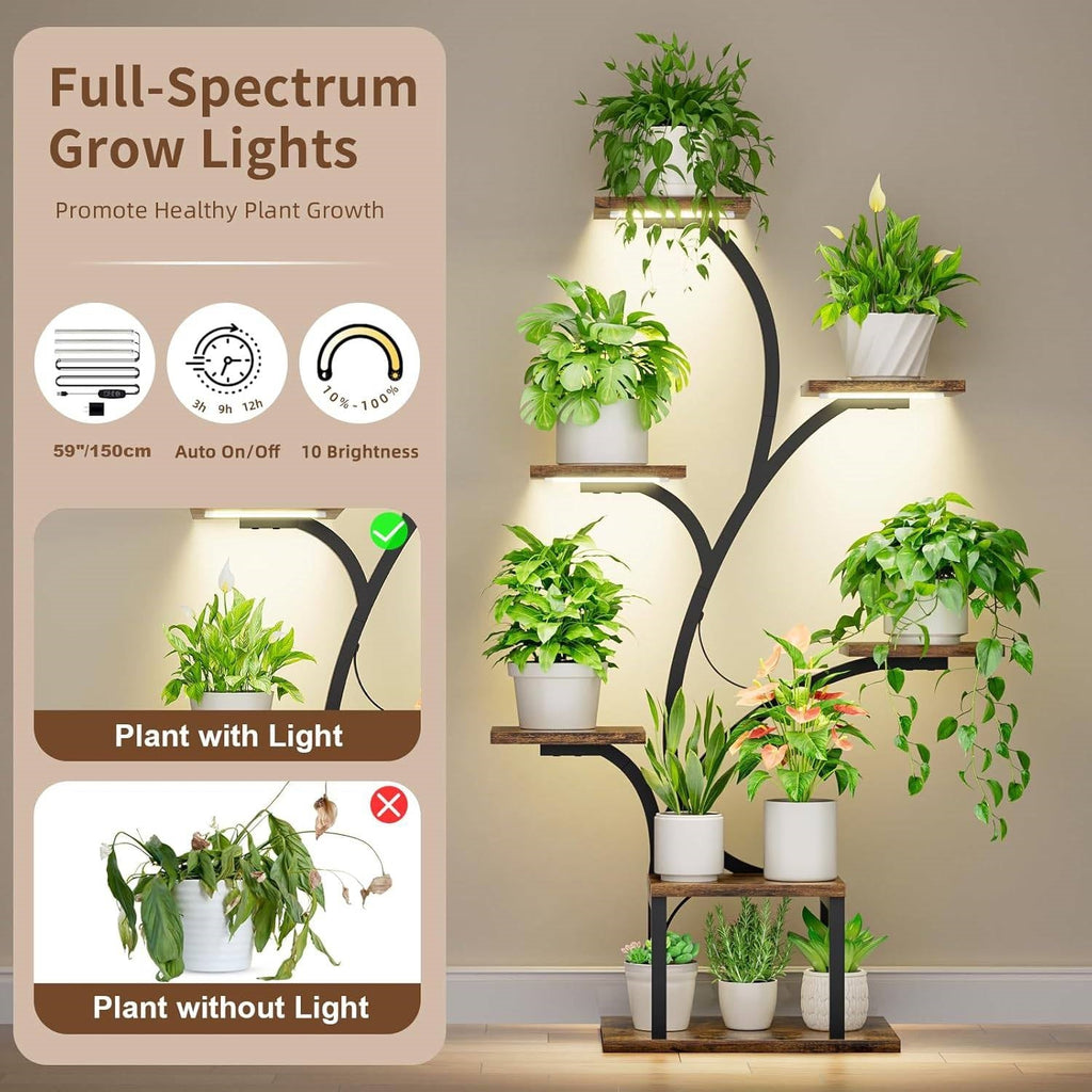 Tree-Shaped Plant Stand with Grow Lights — 7-Tier, 49"