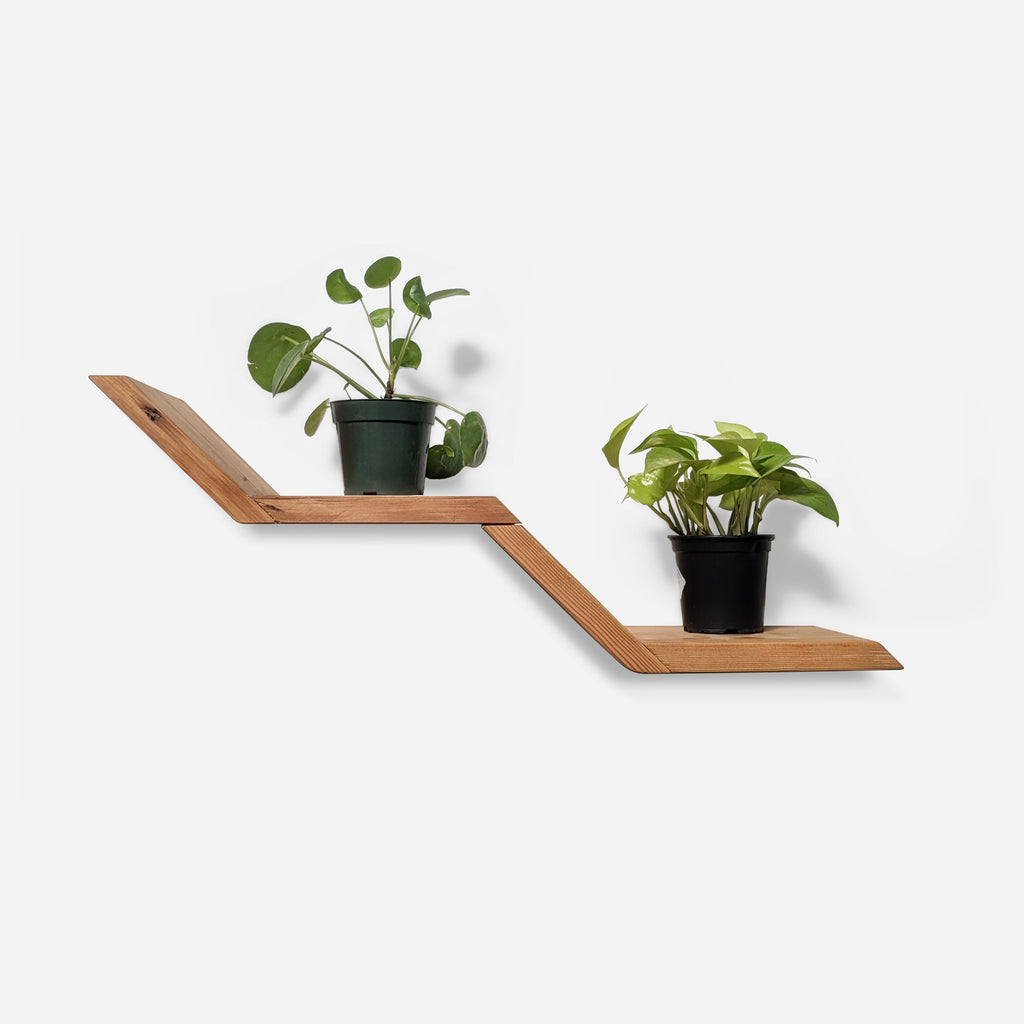 Lean Shelf; Minimalist Wood Plant Shelf for Earthy Home Interiors