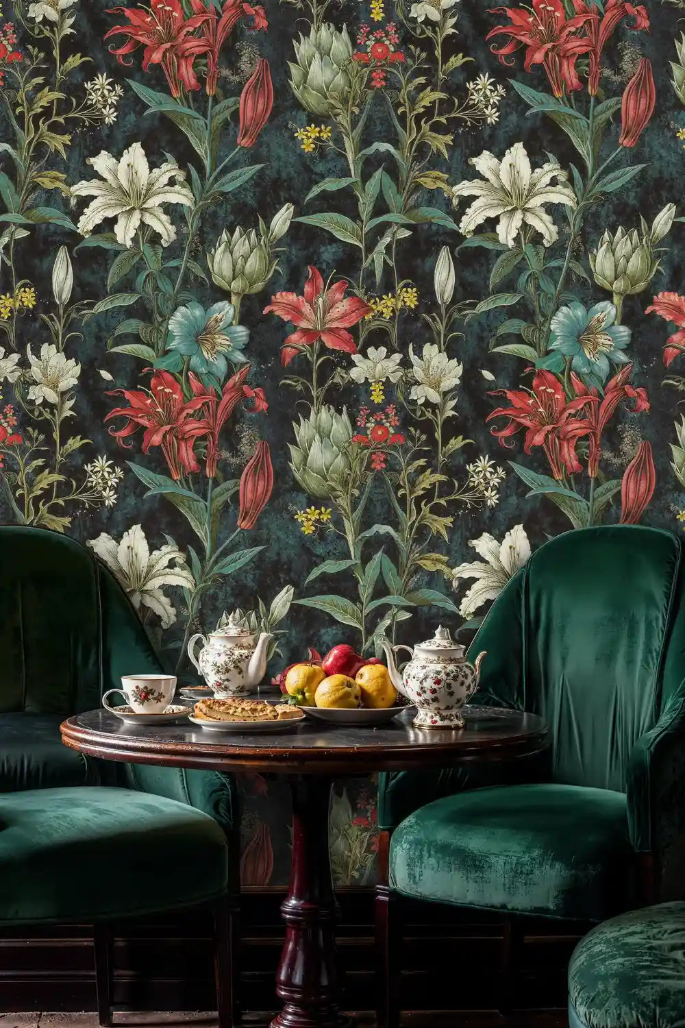 Midnight Botanical Wildflower Wallpaper-1