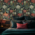 Midnight Botanical Wildflower Wallpaper-0