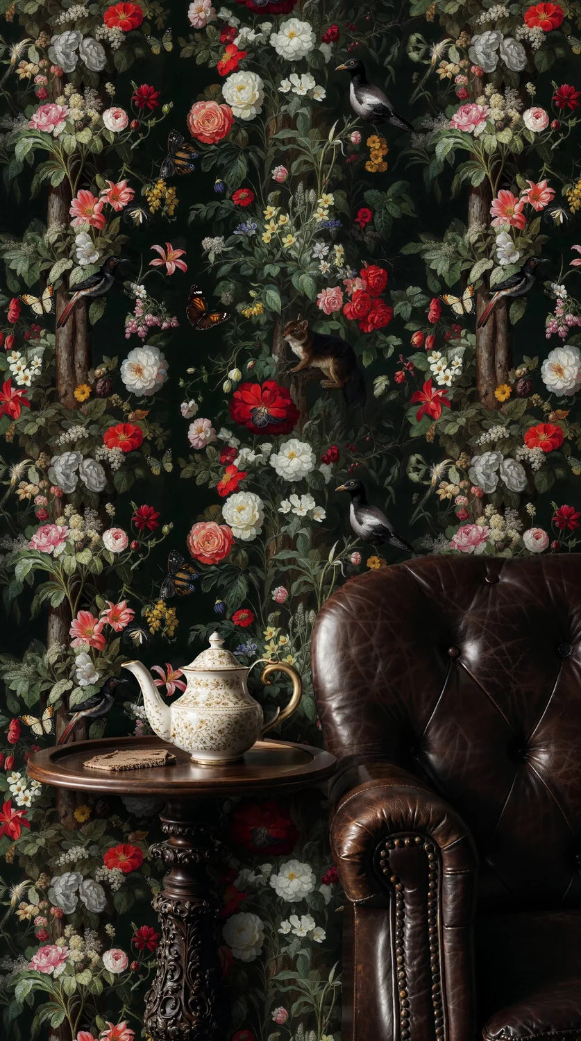 Moody Botanical Wildlife Wallpaper-4
