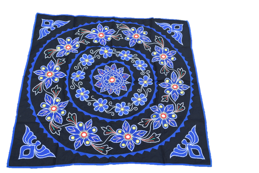 Black Cotton Mandala Wall Hanging; Boho Textile Art for Moody Interiors