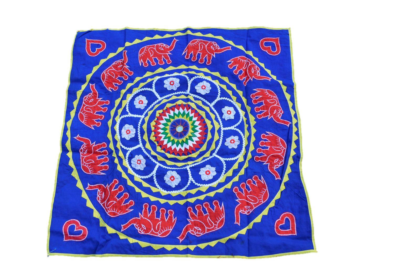 Black Cotton Mandala Wall Hanging; Boho Textile Art for Moody Interiors