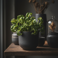 Pothos Shangri La in a dark ceramic pot