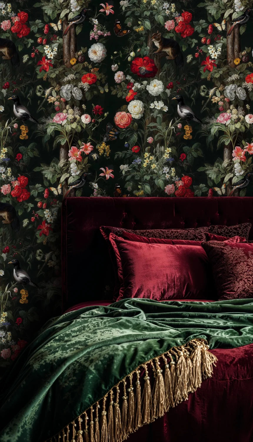 Moody Botanical Wildlife Wallpaper-3